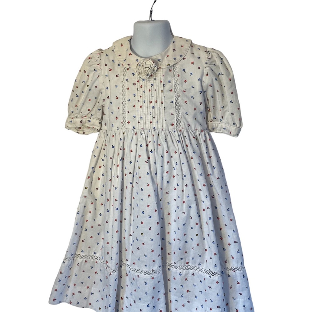 Vintage Cary of San Francisco White Dress with Floral Design